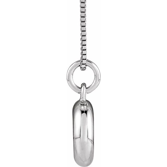 Bubble initial O necklace in white metal, side view