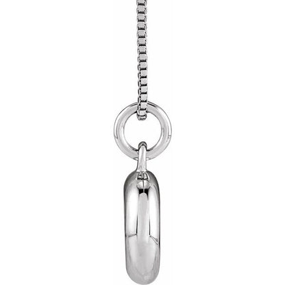 Bubble initial O necklace in white metal, side view