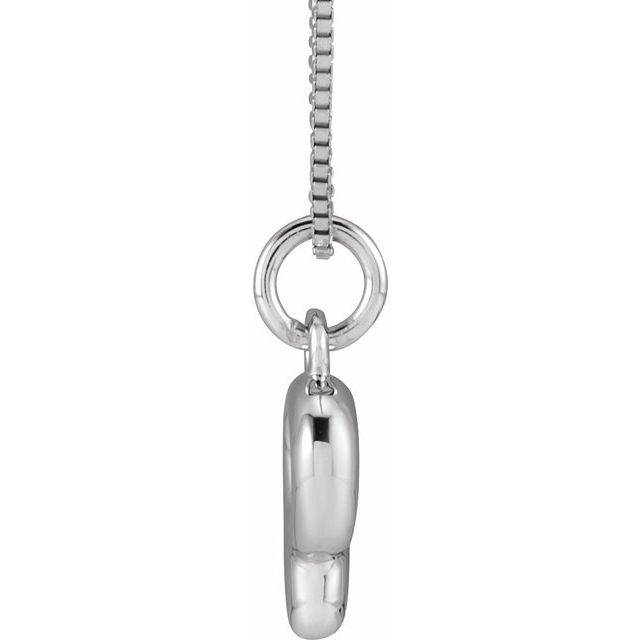 Bubble initial P necklace in white metal, side view