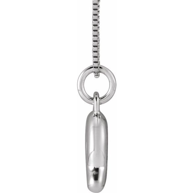 Bubble initial Q necklace in white metal, side view