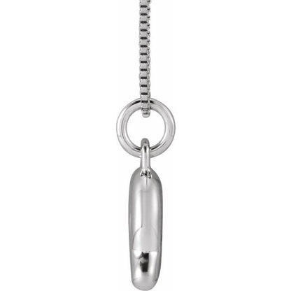 Bubble initial Q necklace in white metal, side view