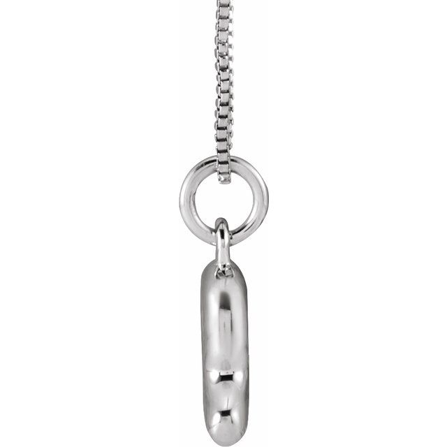 Bubble initial R necklace in white metal, side view