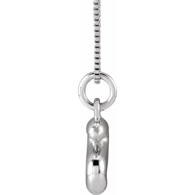Bubble initial S necklace in white metal, side view
