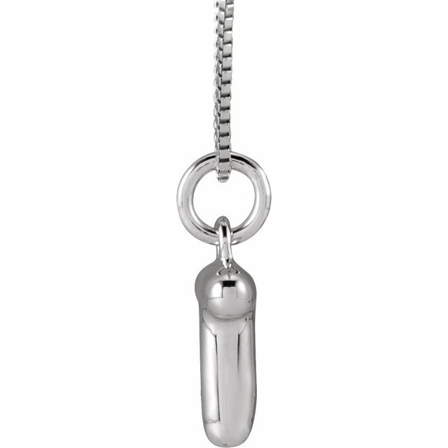 Bubble initial T necklace in white metal, side view