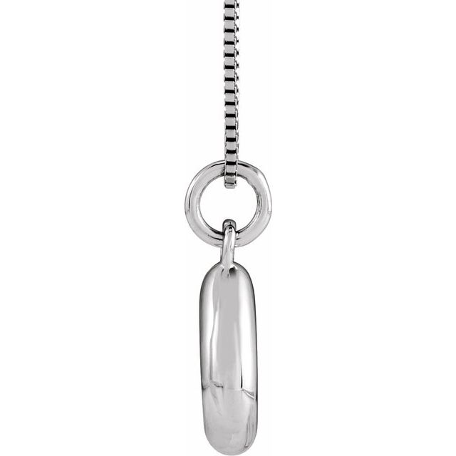 Bubble initial U necklace in white metal, side view