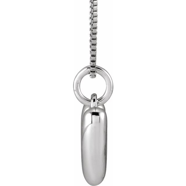 Bubble initial W necklace in white metal, side view
