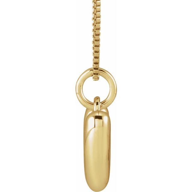 Bubble initial W necklace in yellow metal, side view