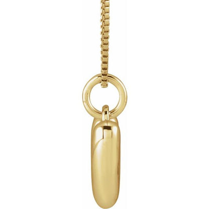 Bubble initial W necklace in yellow metal, side view