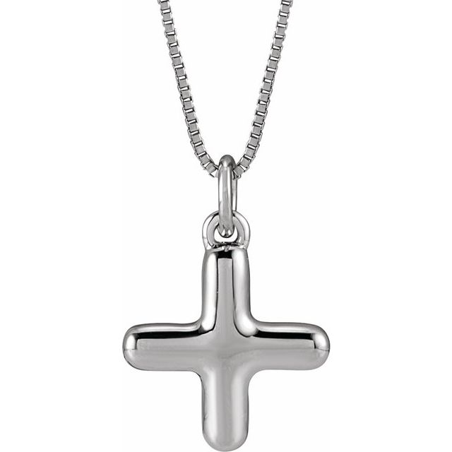 Bubble initial X necklace in white metal, front view