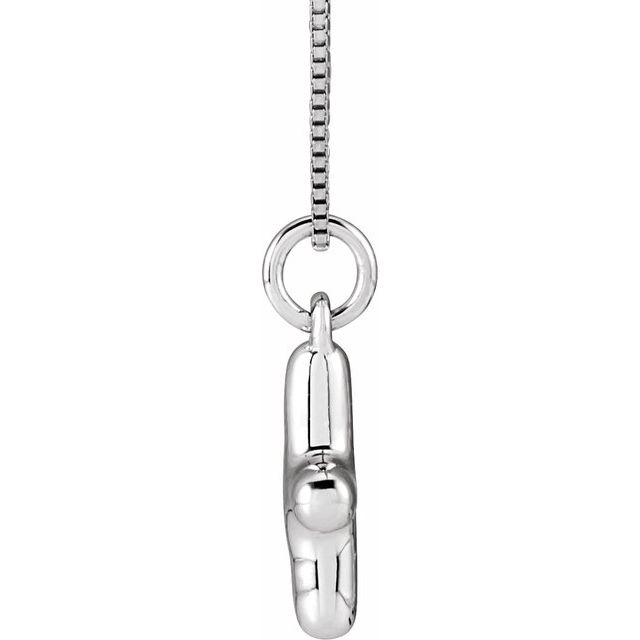 Bubble initial X necklace in white metal, side view