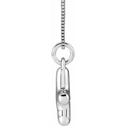 Bubble initial X necklace in white metal, side view