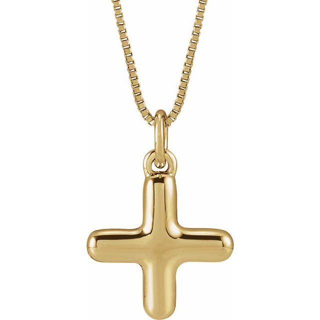 Bubble initial X necklace in yellow metal, front view