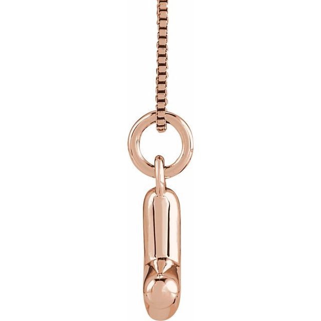 Bubble initial Y necklace in rose metal, side view