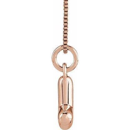 Bubble initial Y necklace in rose metal, side view