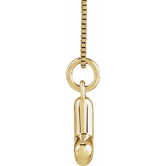 Bubble initial Y necklace in yellow metal, side view