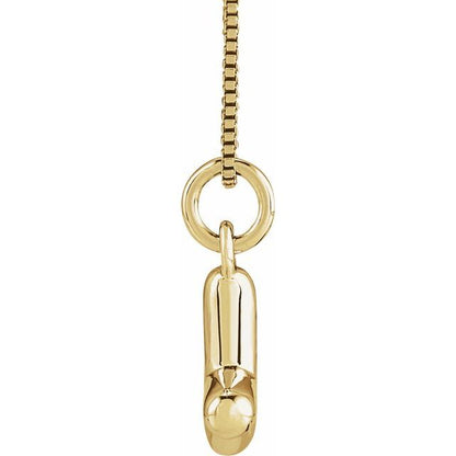 Bubble initial Y necklace in yellow metal, side view