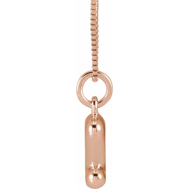 Bubble initial Z necklace in rose metal, side view