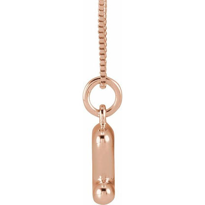 Bubble initial Z necklace in rose metal, side view