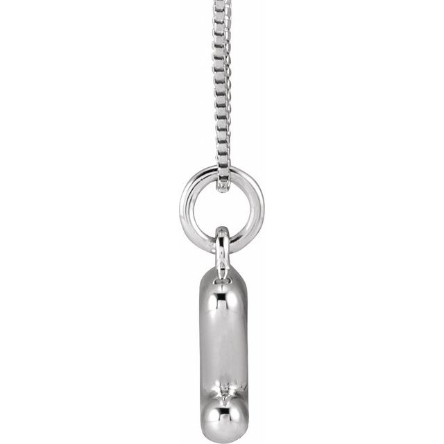 Bubble initial Z necklace in white metal, side view