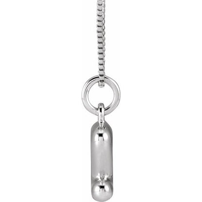 Bubble initial Z necklace in white metal, side view