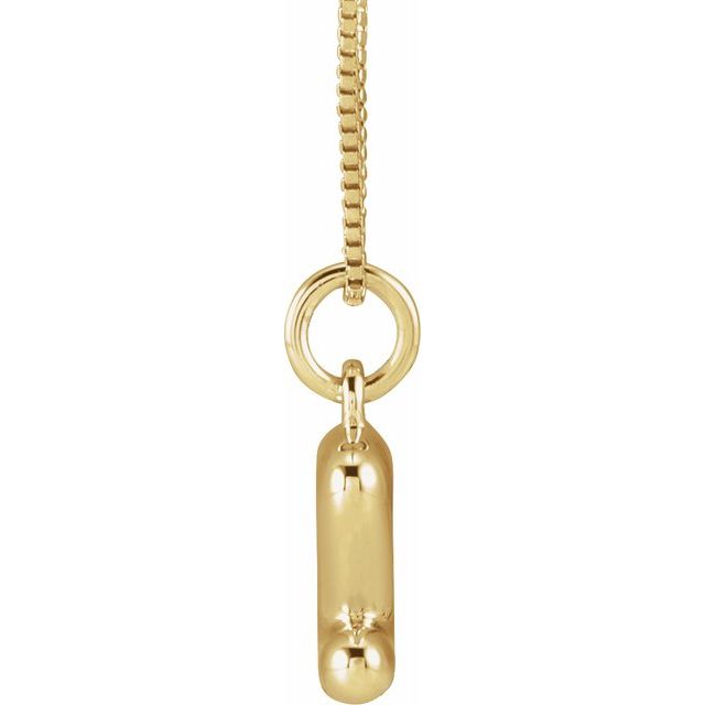 Bubble initial Z necklace in yellow metal, side view