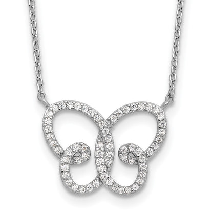 Sterling silver CZ butterfly necklace