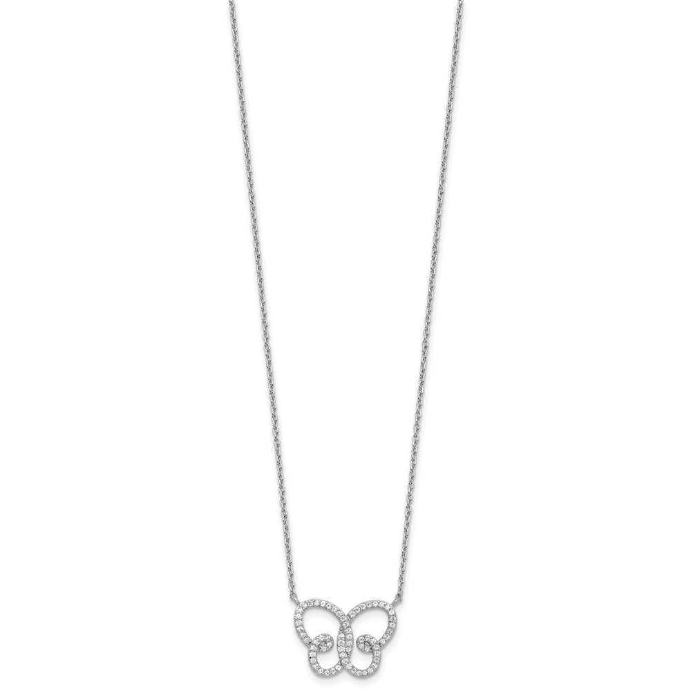 Sterling silver CZ butterfly pendant close view