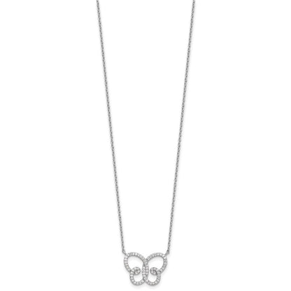 Sterling silver CZ butterfly pendant close view