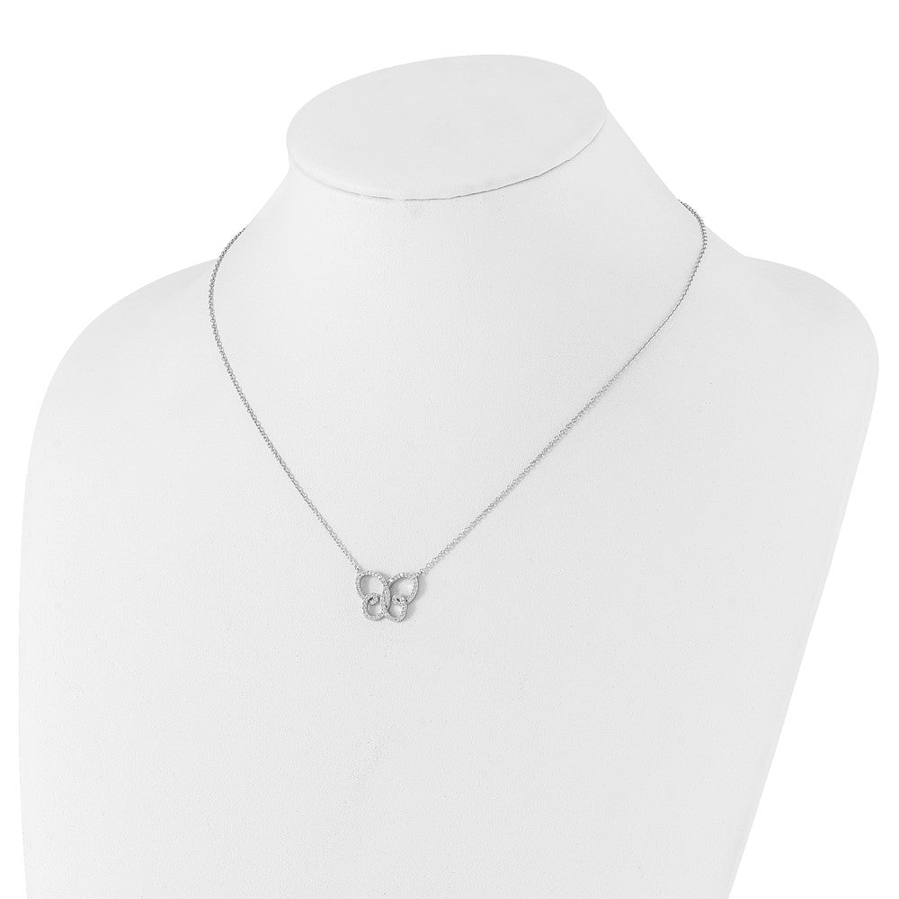 Sterling silver CZ butterfly necklace detail