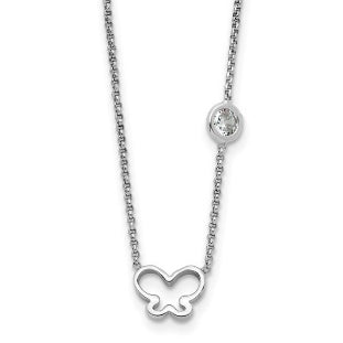 Rhodium-plated sterling silver CZ butterfly children's necklace