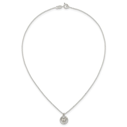 Full 14-inch sterling silver butterfly-in-heart necklace