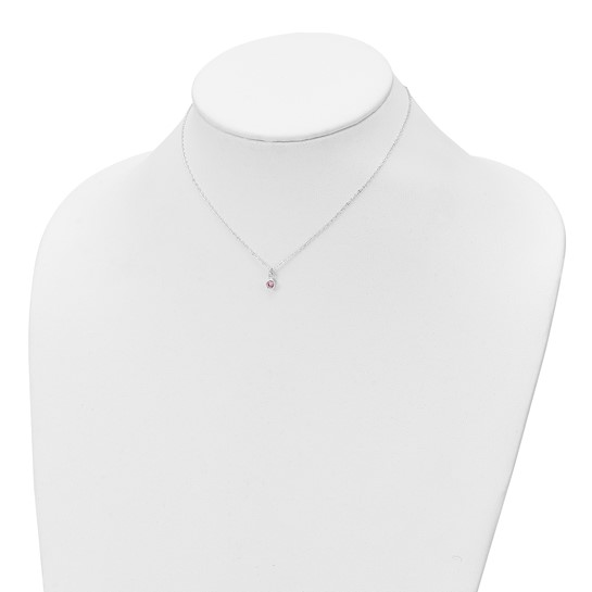 Children's sterling silver pink cubic zirconia necklace shown on display bust