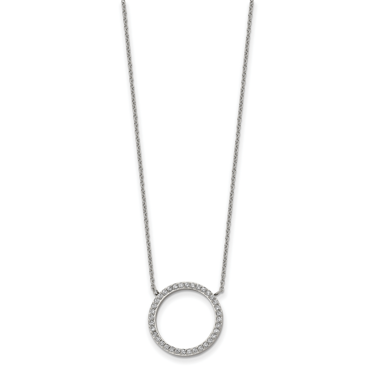 Stainless steel CZ open-circle necklace