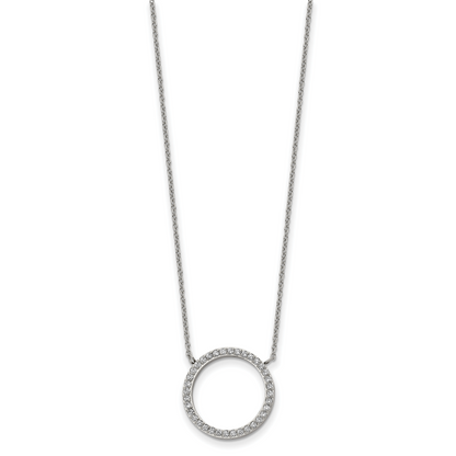 Stainless steel CZ open-circle necklace