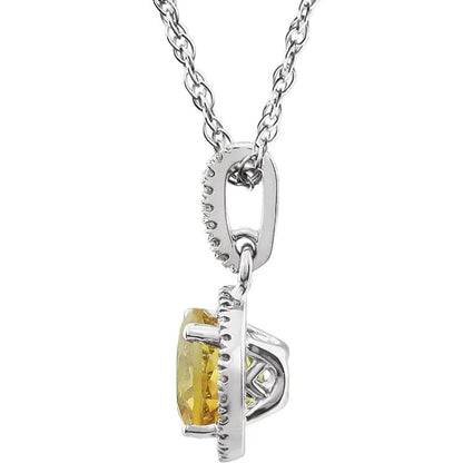 Halo Birthstone Necklace Collection – November Natural Citrine