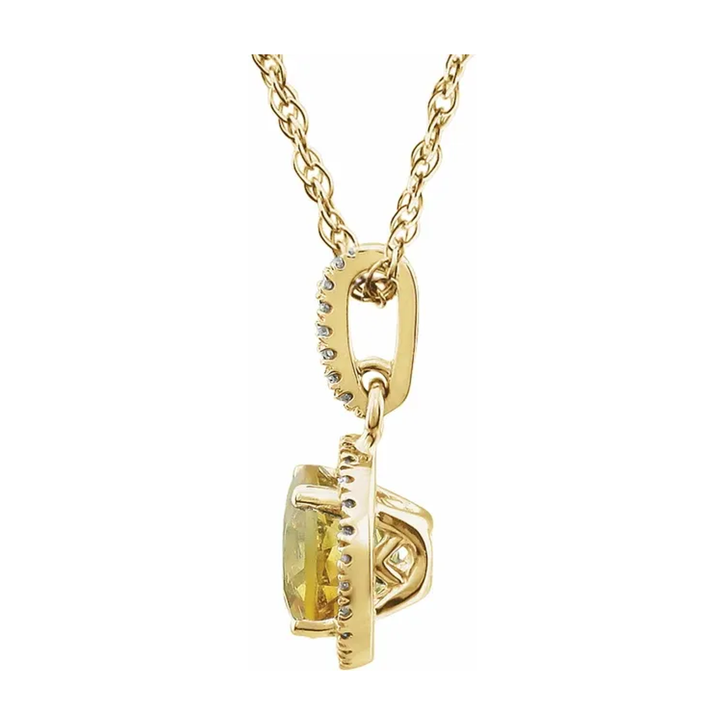 Halo Birthstone Necklace Collection – November Natural Citrine