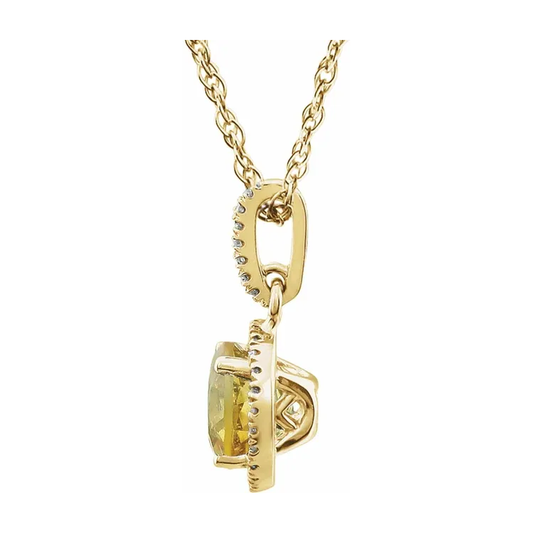 Halo Birthstone Necklace Collection – November Natural Citrine