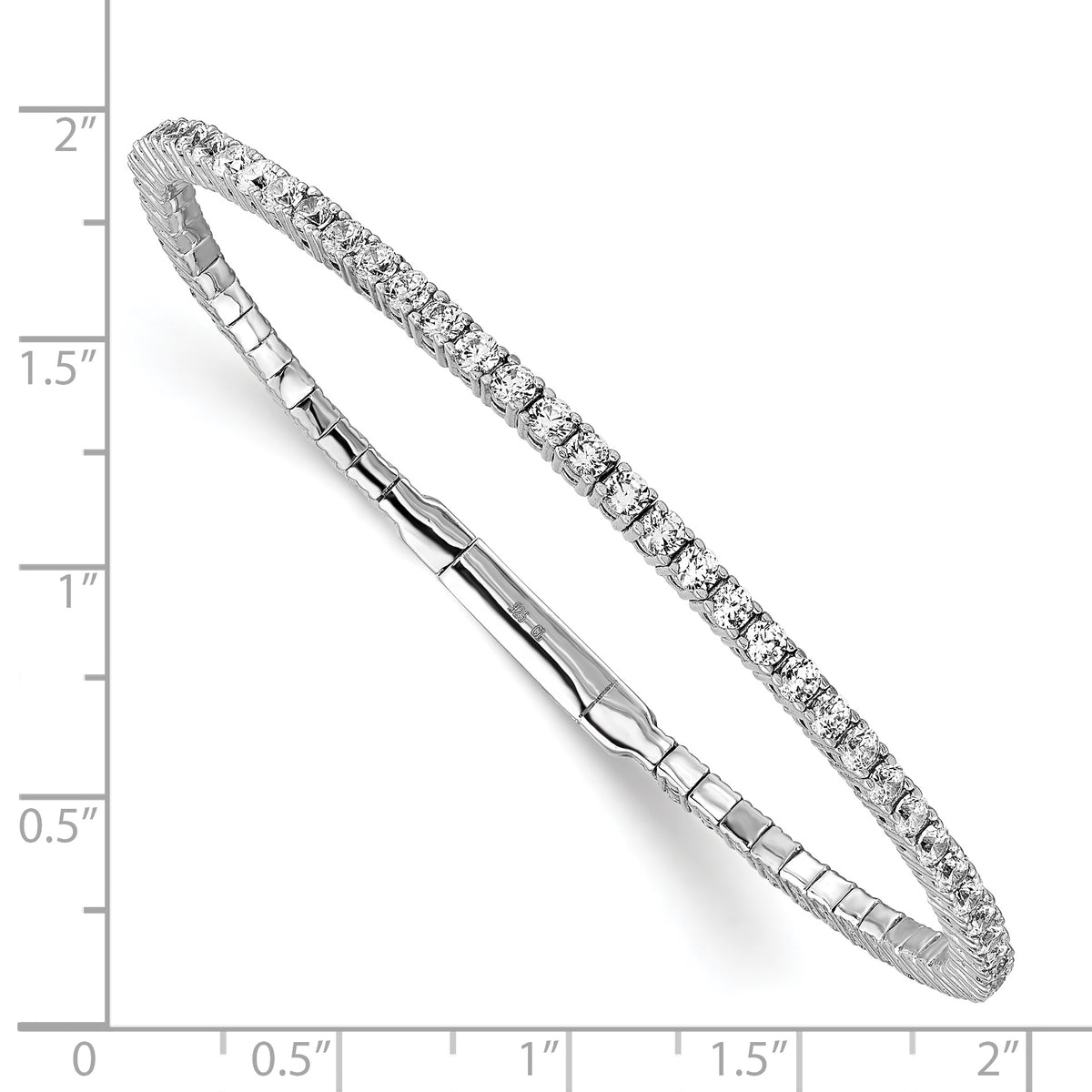 Sterling silver 65-stone CZ flexible bangle measurement guide