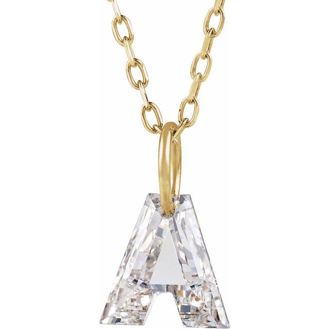 Letter-cut lab-grown diamond initial A necklace, front view