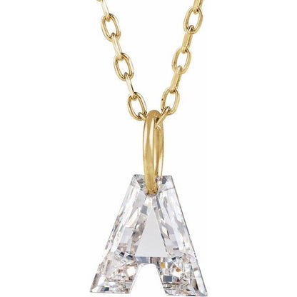Letter-cut lab-grown diamond initial A necklace, front view