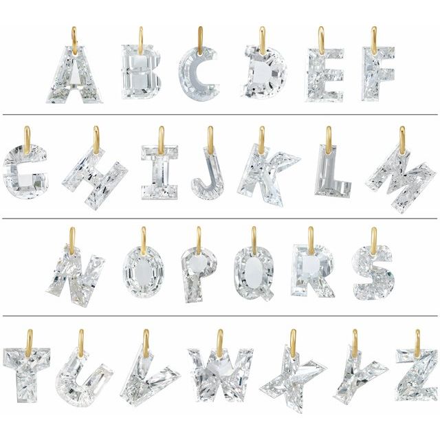 Letter-cut lab-grown diamond initial A necklace, lifestyle view