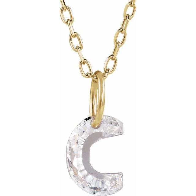Letter-cut lab-grown diamond initial C necklace, front view