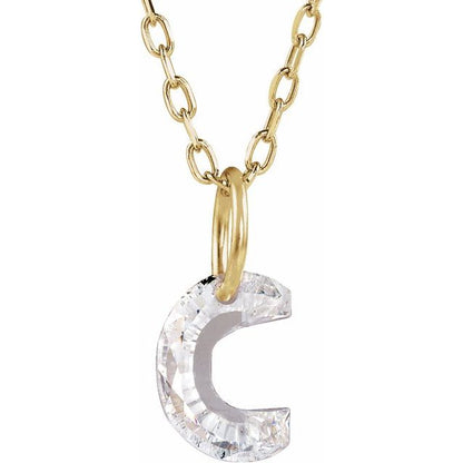 Letter-cut lab-grown diamond initial C necklace, front view