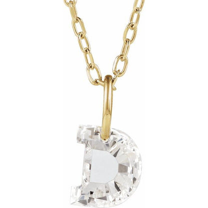 Letter-cut lab-grown diamond initial D necklace, front view