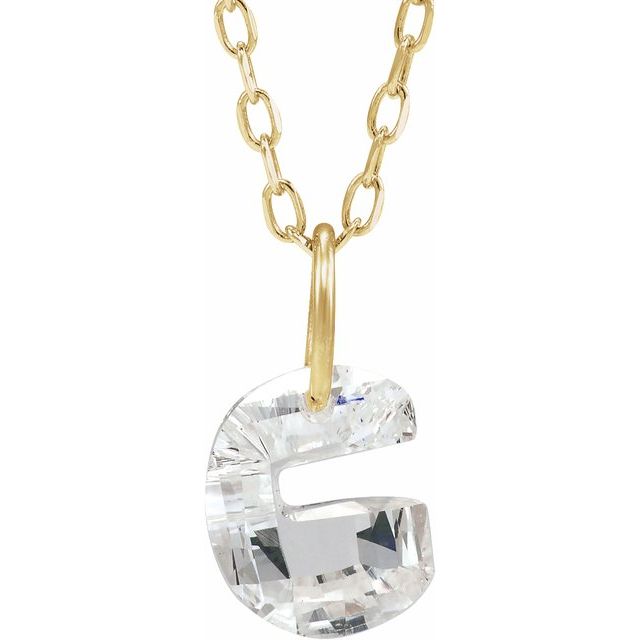Letter-cut lab-grown diamond initial G necklace, front view