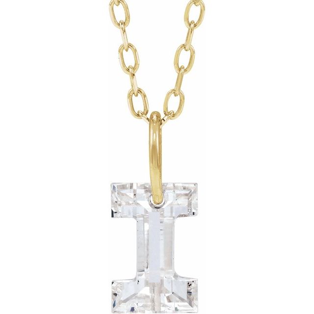 Letter-cut lab-grown diamond initial I necklace, front view