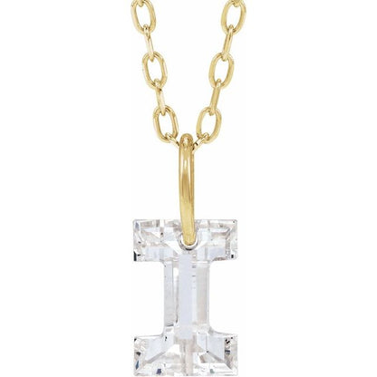Letter-cut lab-grown diamond initial I necklace, front view