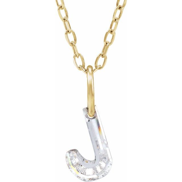 Letter-cut lab-grown diamond initial J necklace, front view