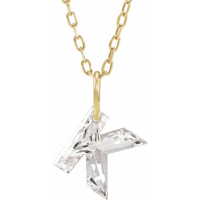 Letter-cut lab-grown diamond initial K necklace, front view