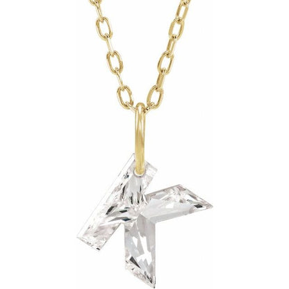 Letter-cut lab-grown diamond initial K necklace, front view